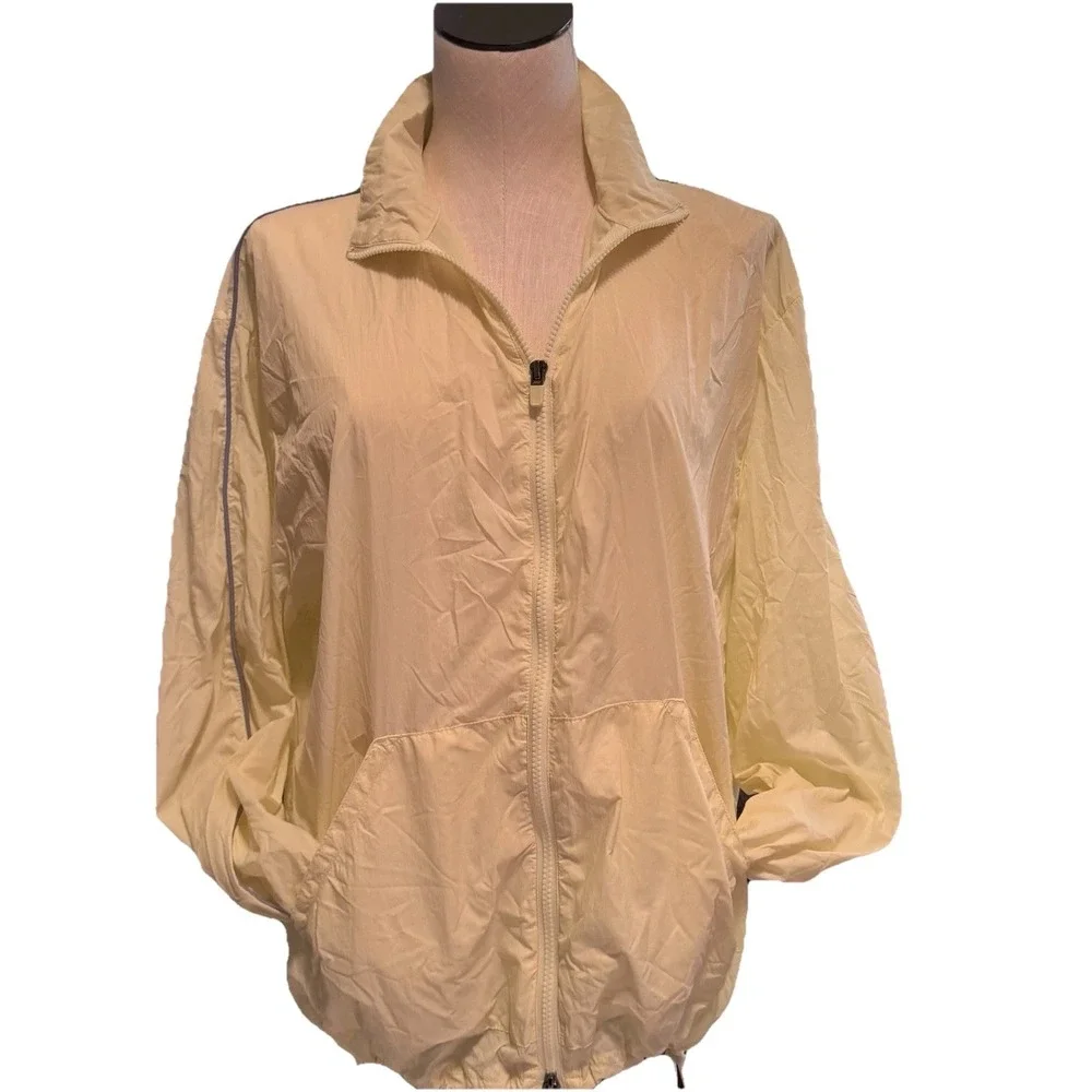 Fabletics Women's Yellow Nylon Windbreaker Jacket Full Zip Lightweight Size M
